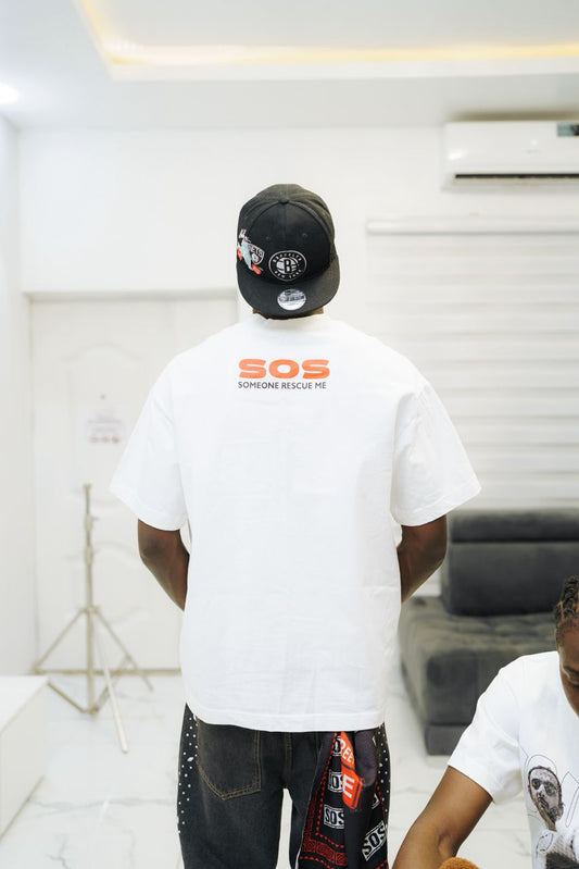White SOMEONE RESCUE ME Tee